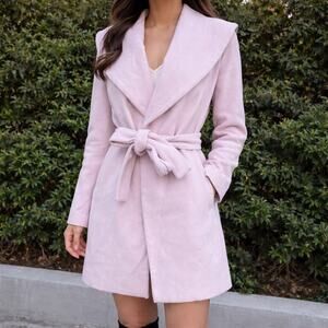 New With Tags Rachel Parcell Pink Wool Belted Peacoat Women’s Small